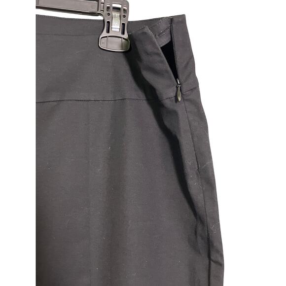Eileen Fisher Black Organic Cotton Stretch Ankle Pants L | Side Zip Slim Leg - Picture 7 of 7